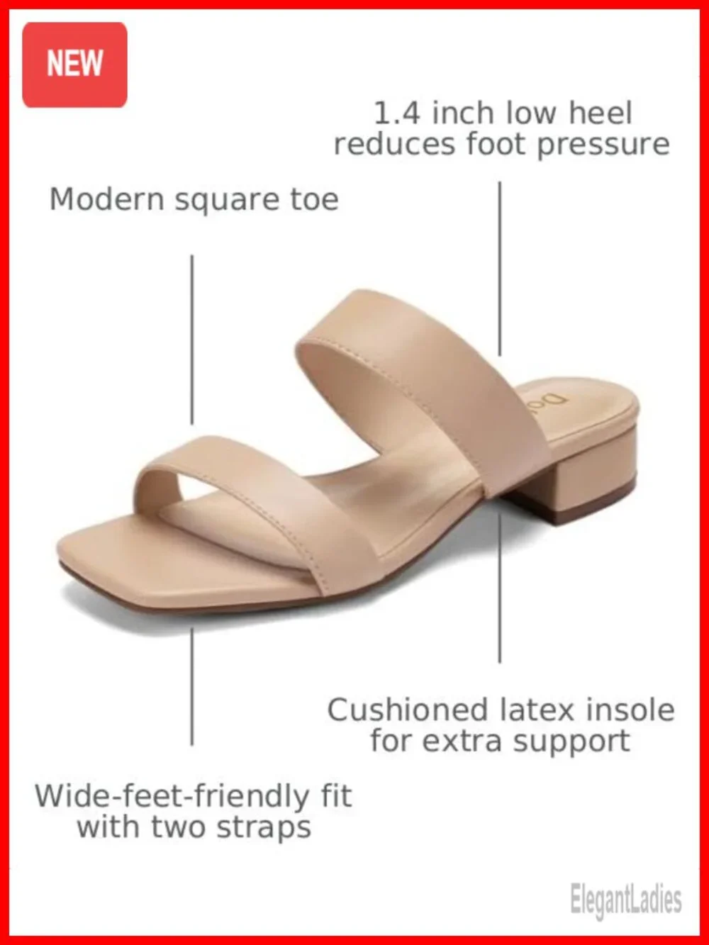 DOBOLIN Women's Dressy Sandals Low 1.4-Inch Block Heel Wide Feet Friendly Faux